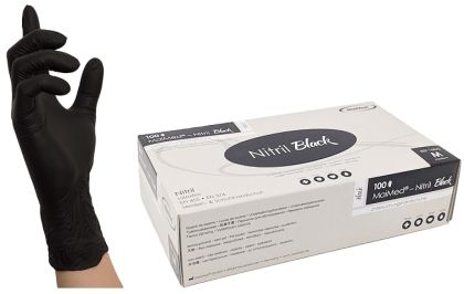 Ръкавици еднократни MAIMED, нитрил, без талк, без латекс черни, 100 бр.