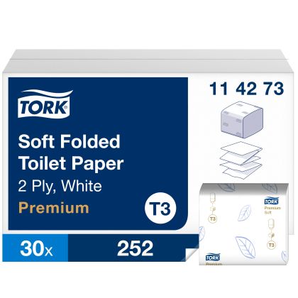 Tork Тоалетна хартия на салфетки, Premium, 30х252 кърпи – system T3