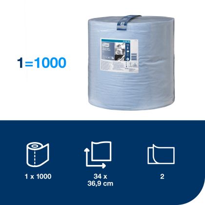 Tork Индустриална хартия на ролка  Heavy-Duty Wiping Paper, 1000 къса– system W1