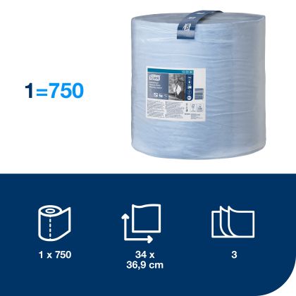 Tork Индустриална хартия на ролка Heavy-Duty Wiping Paper, 750 къса   – system W1
