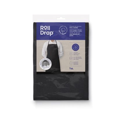 RollDrap Престилка за сервиране с джоб, черен, 75 х 90 см, 1 бр.