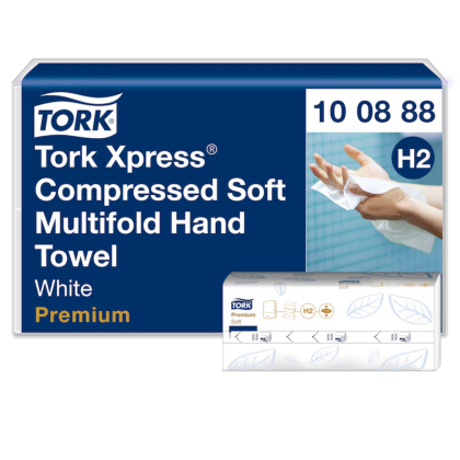 Tork Кърпи за ръце, сгънати, Premium, компресирани пачки, 2 пл., 12 x 170 кърпи - system H2