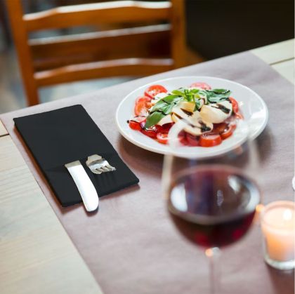 Tork Салфетки за маса  LinStyle Cutlery Pocket Napkins, черни, 1 пл., 39 х 39 см, 1/8 сгъвка, 50 бр.