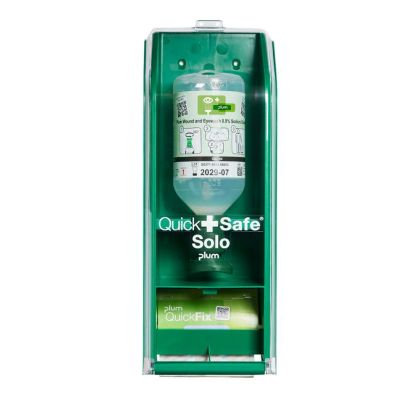 Plum Станция първа помощ Quick safe SOLO, 500 ml разтвор 0,9% + 45 пластира Elastic