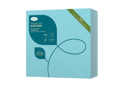 Duni Салфетки за маса Bio Dunisoft®, 40 х 40, 1 / 4 сгъвка, 1 пл., ментово синьо
