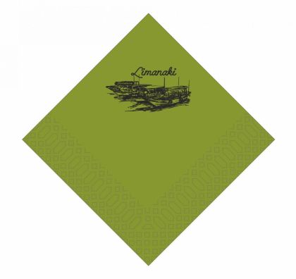 Finezza Салфетки за маса Luxury, 40 х 40 см., 1/4 сгъвка, 2 пл., маслинено зелен, 85 бр.