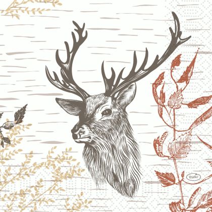 Duni Дизайнерски салфетки за маса Wood & Deer, Tissue, 33 x 33 , 3 пл.