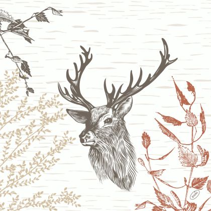 Duni Дизайнерски салфетки за маса Wood & Deer, Tissue, 40 x 40 , 4 пл.