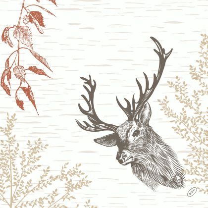 Duni Дизайнерски салфетки за маса Wood & Deer, Bio Dunisoft, 40 x 40 , 1 пл.