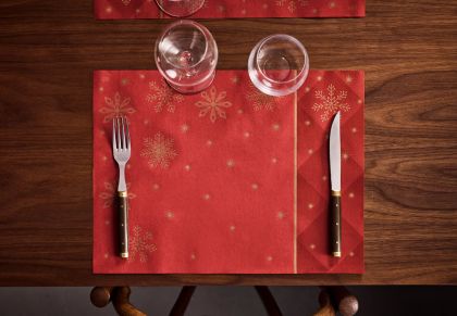 Duni Подложка за маса BIO Dunicel Placemat, 30 x 40 см, Коледна звезда, бордо, 100 бр.
