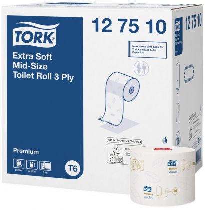 Tork Тоалетна хартия  на ролка Compact Roll, Premium, 27х70 метра – system T6