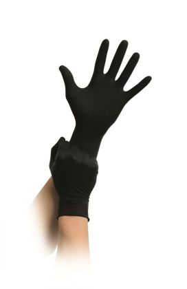 Ръкавици еднократни MAIMED Black LX, латекс, без талк, черни, 100 бр.
