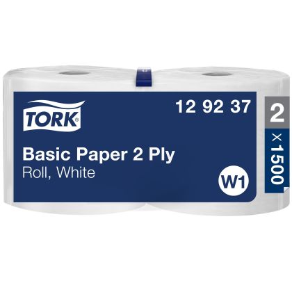 Tork Индустрилна хартия на ролка Basic Paper, 2х1500 къса - system W1