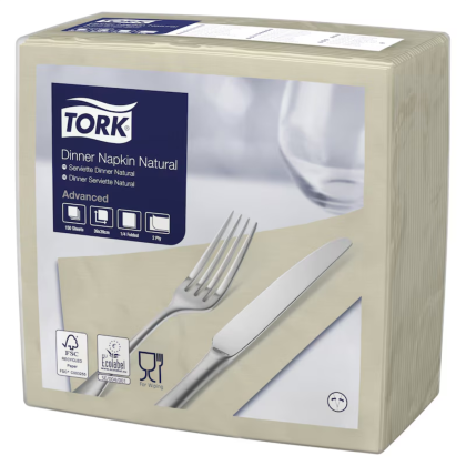 Tork Салфетки за маса  Natural Dinner Advanced, 2 пл., 390 х 390 мм, 12 х 150 бр.