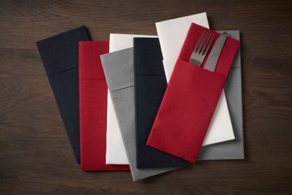 Duni Салфетки за маса Bio Duniletto® Slim 40 x 33 cm  ,джоб за прибори 1 пл., черни , 65 бр. 